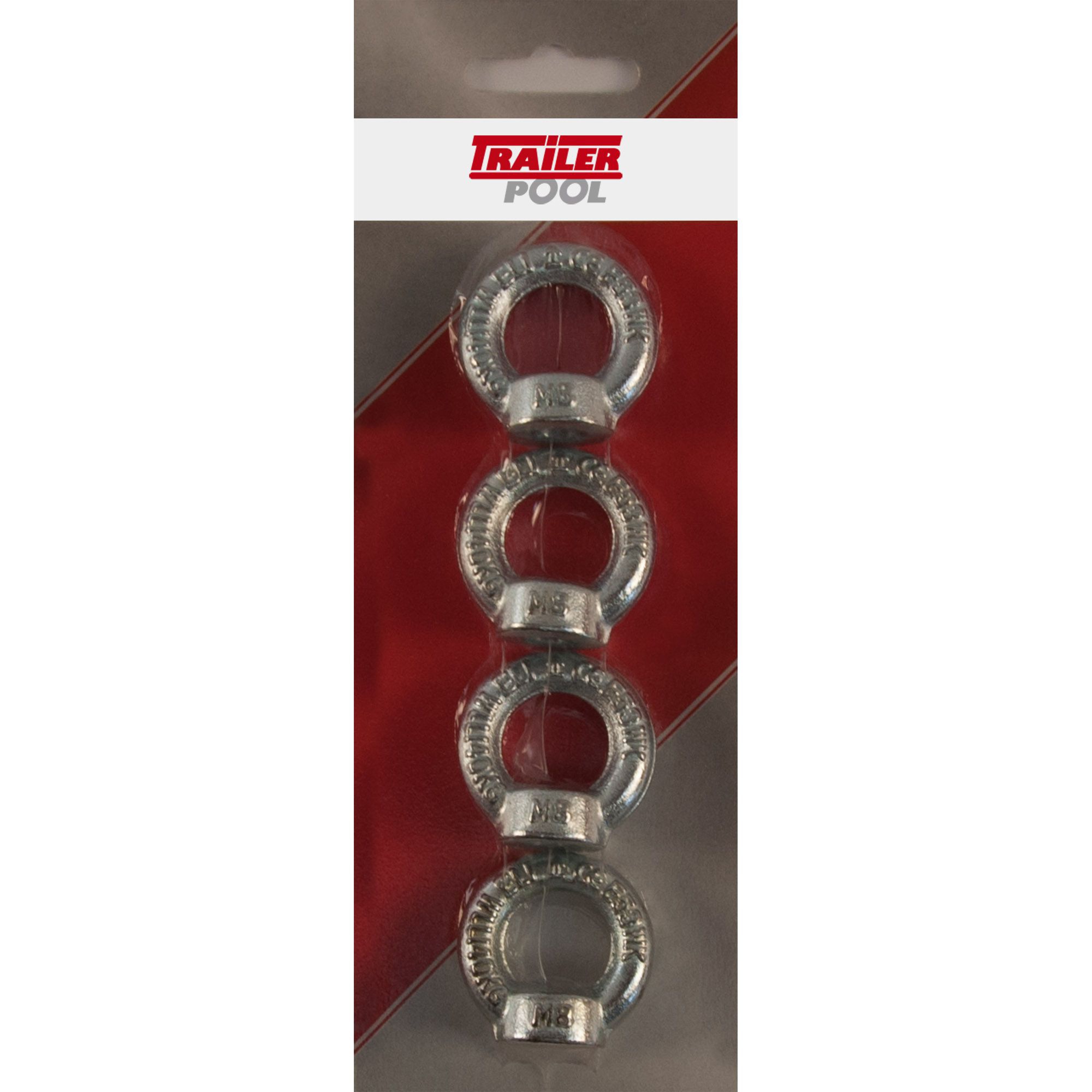 4 x Ringmutter, M8, Tragfähigkeit 140 kg 4 x Ringmutter, M8, Tragfähigkeit 140 kg