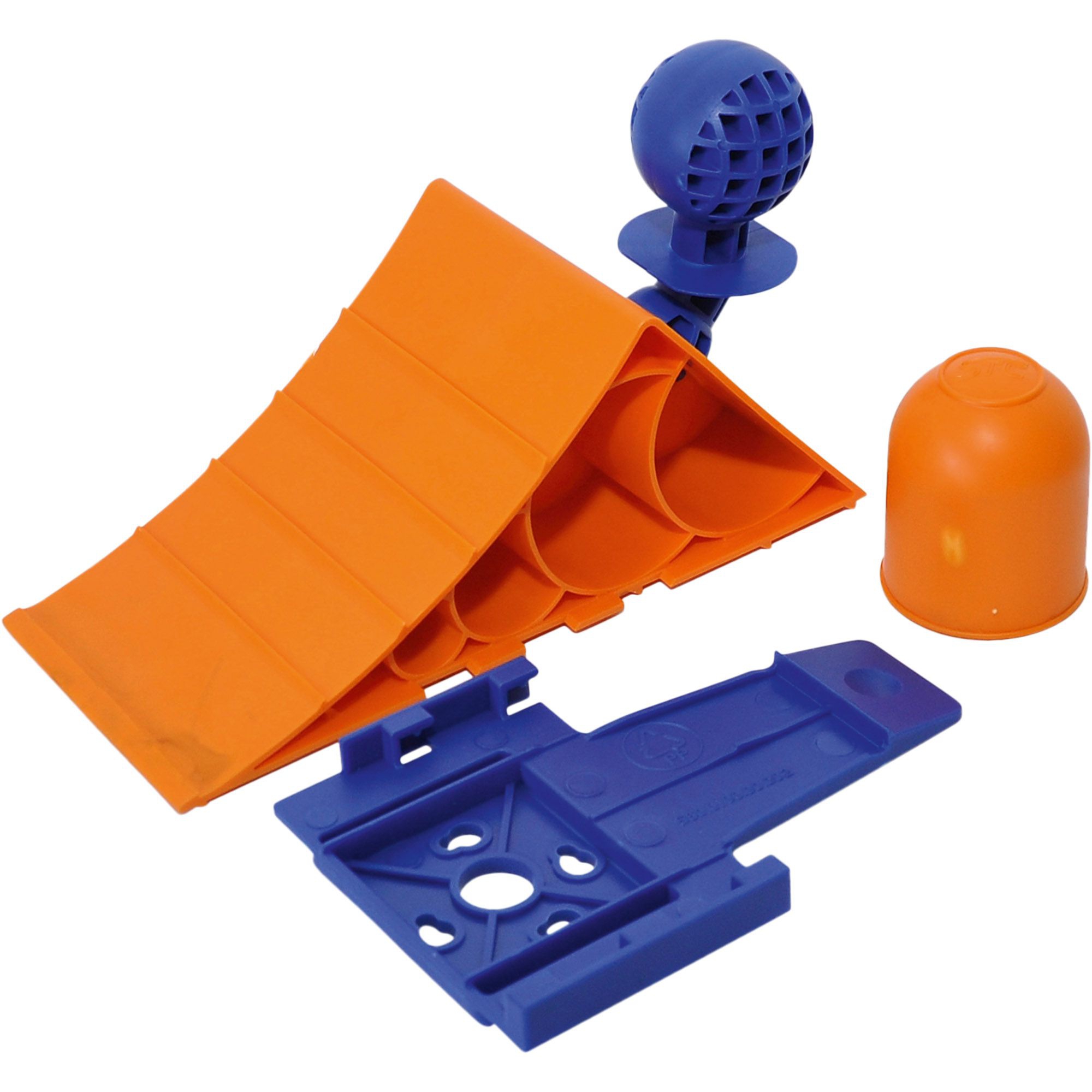 Unterlegkeil + Halter, Kunststoff, orange/blau Unterlegkeil + Halter, Kunststoff, orange/blau