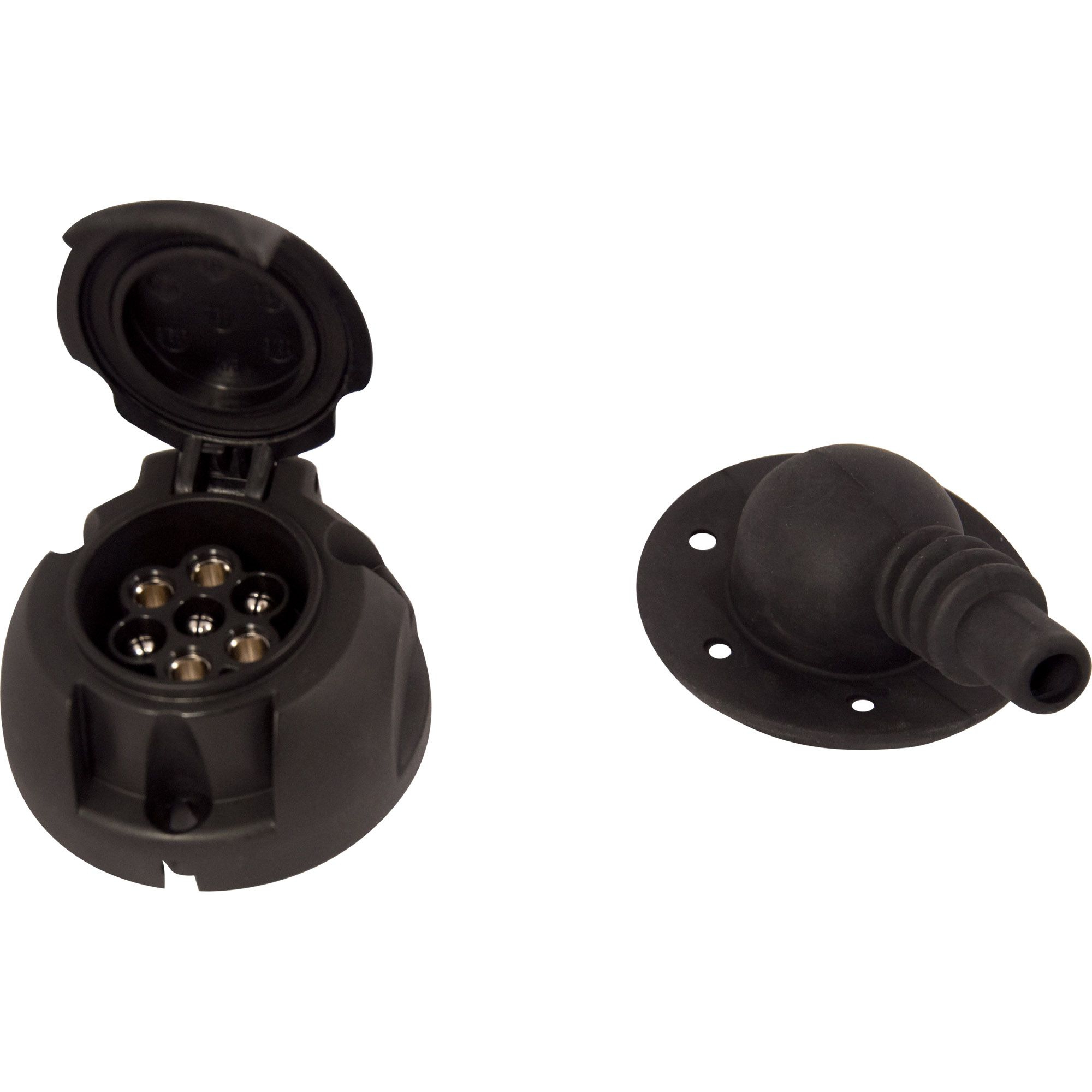 Steckdose 7-polig, 12V, Kunststoff, wasserdicht Steckdose 7-polig, 12V, Kunststoff, wasserdicht