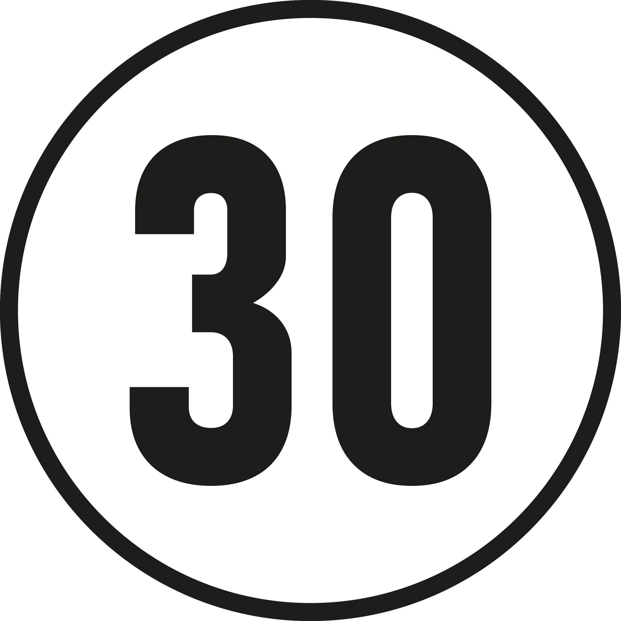 30 km/h-Schild, Ø 200 mm, Aluminium 30 km/h-Schild, Ø 200 mm, Aluminium