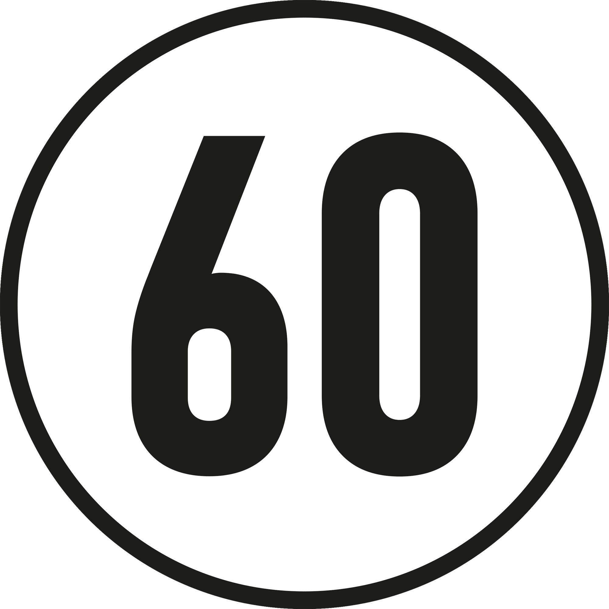 60 km/h-Schild, Ø 200 mm, Aluminium 60 km/h-Schild, Ø 200 mm, Aluminium