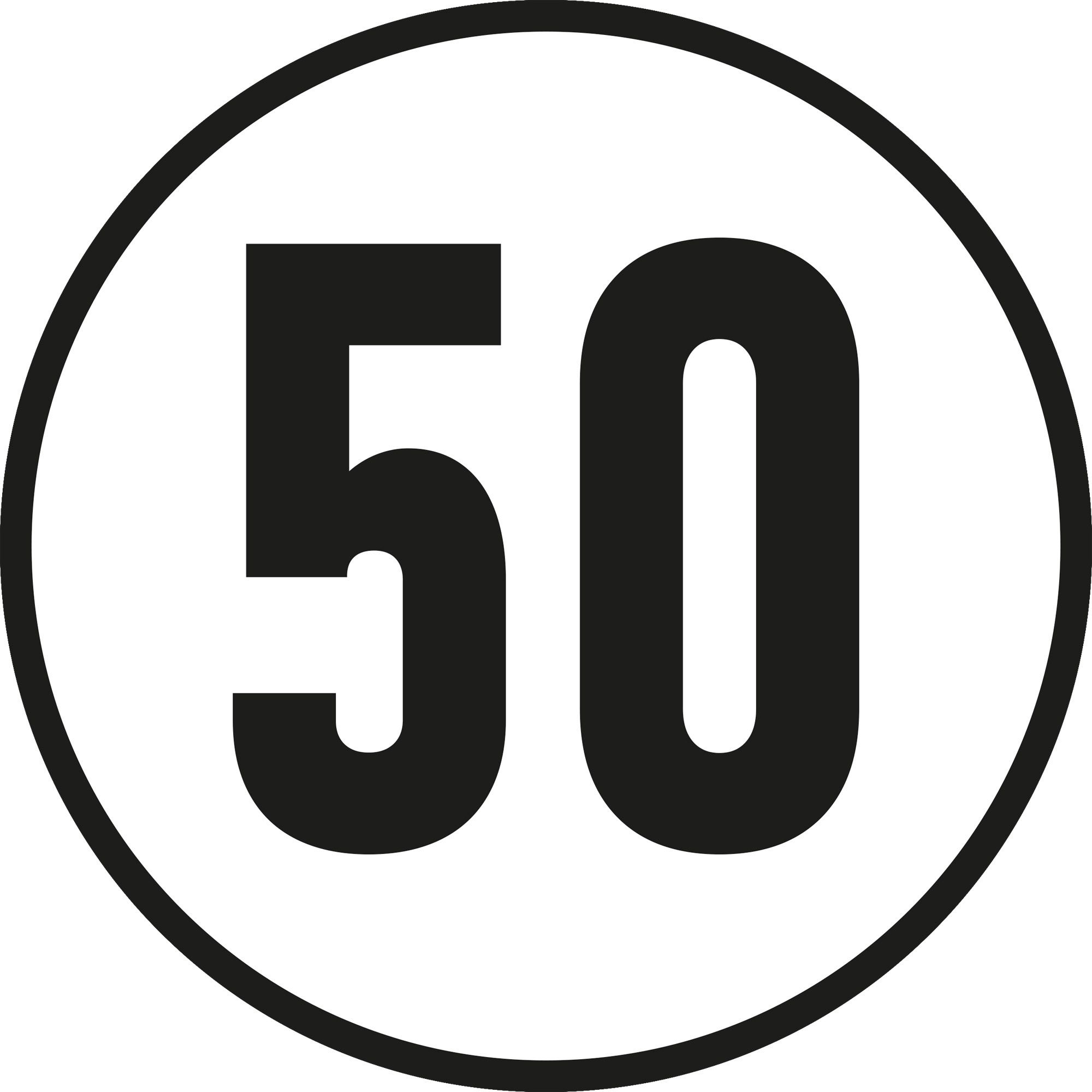 50 km/h-Aufkleber, Ø 200 mm 50 km/h-Aufkleber, Ø 200 mm