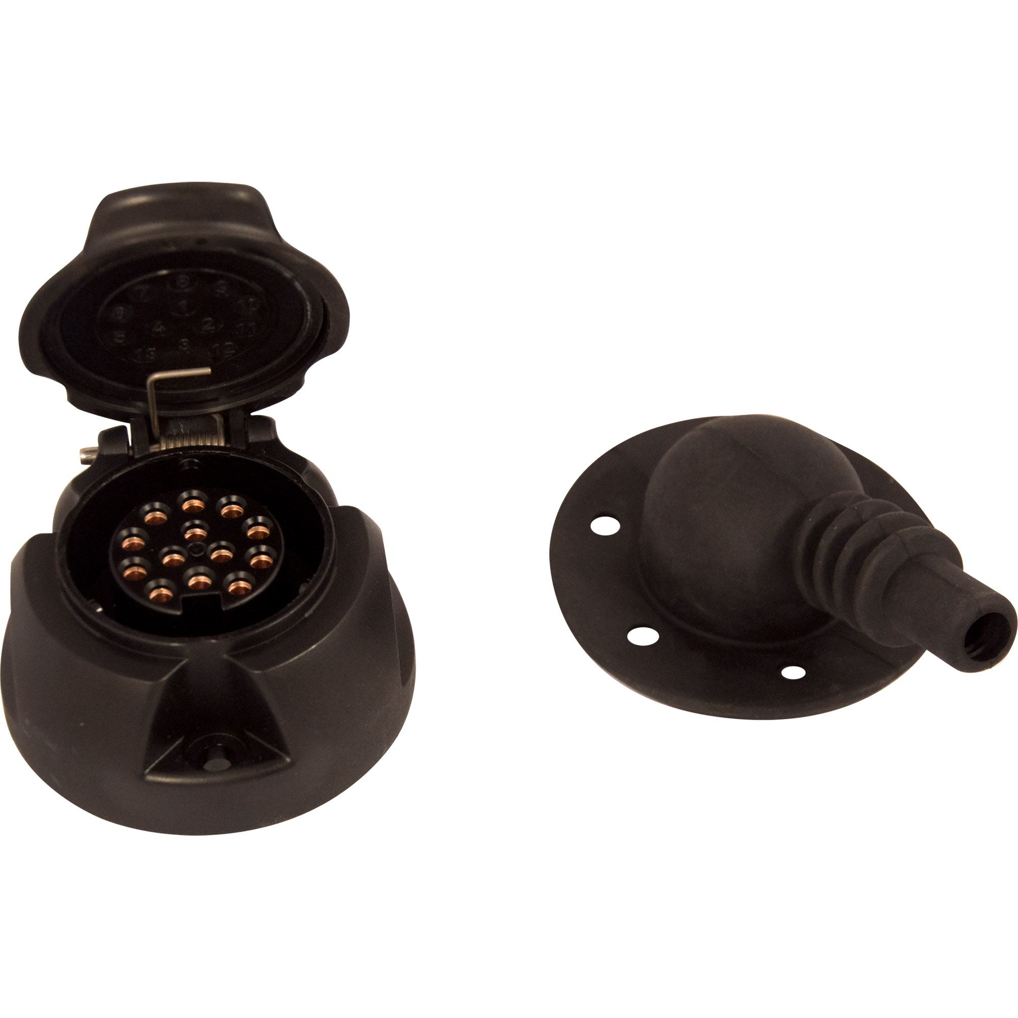 Steckdose 13-polig, 12V, Kunststoff, wasserdicht Steckdose 13-polig, 12V, Kunststoff, wasserdicht