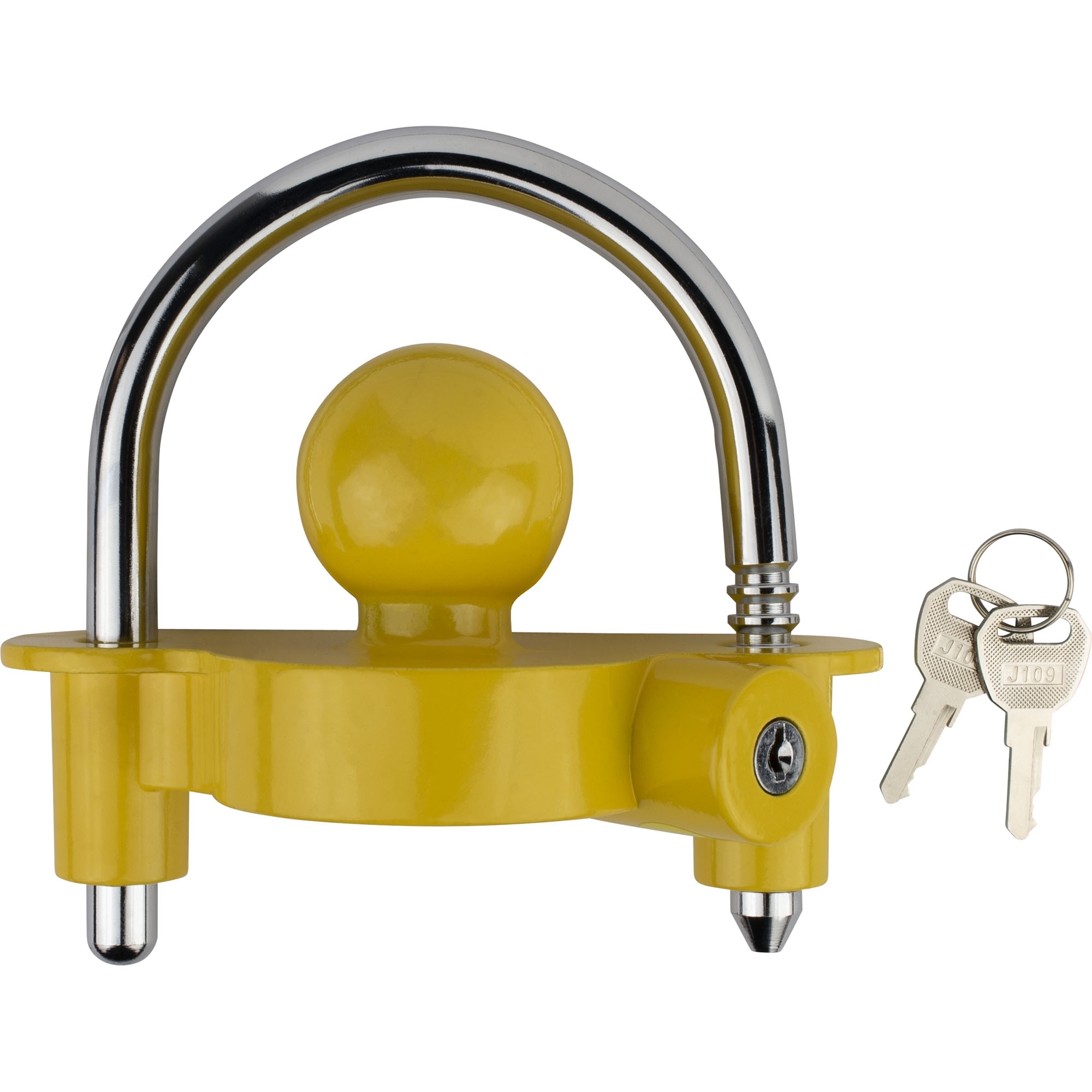 Kupplungsschloss mit Zylinderschloss, universal, Standbetrieb, gelb Kupplungsschloss mit Zylinderschloss, universal, Standbetrieb, gelb