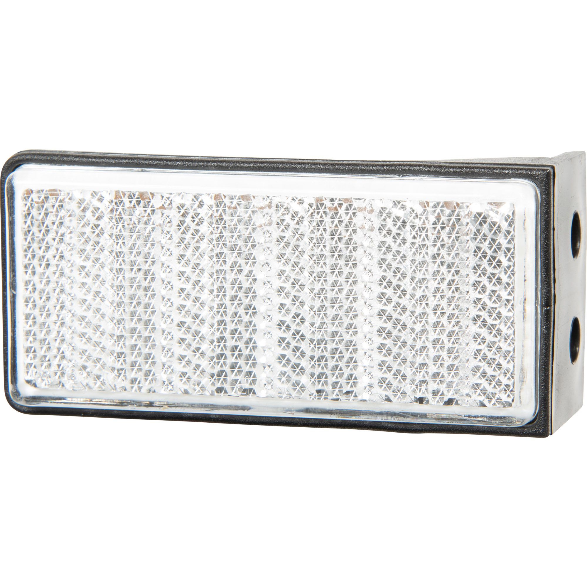 Rückstrahler 76 x 34 mm, weiß, mit Halter Rückstrahler 76 x 34 mm, weiß, mit Halter