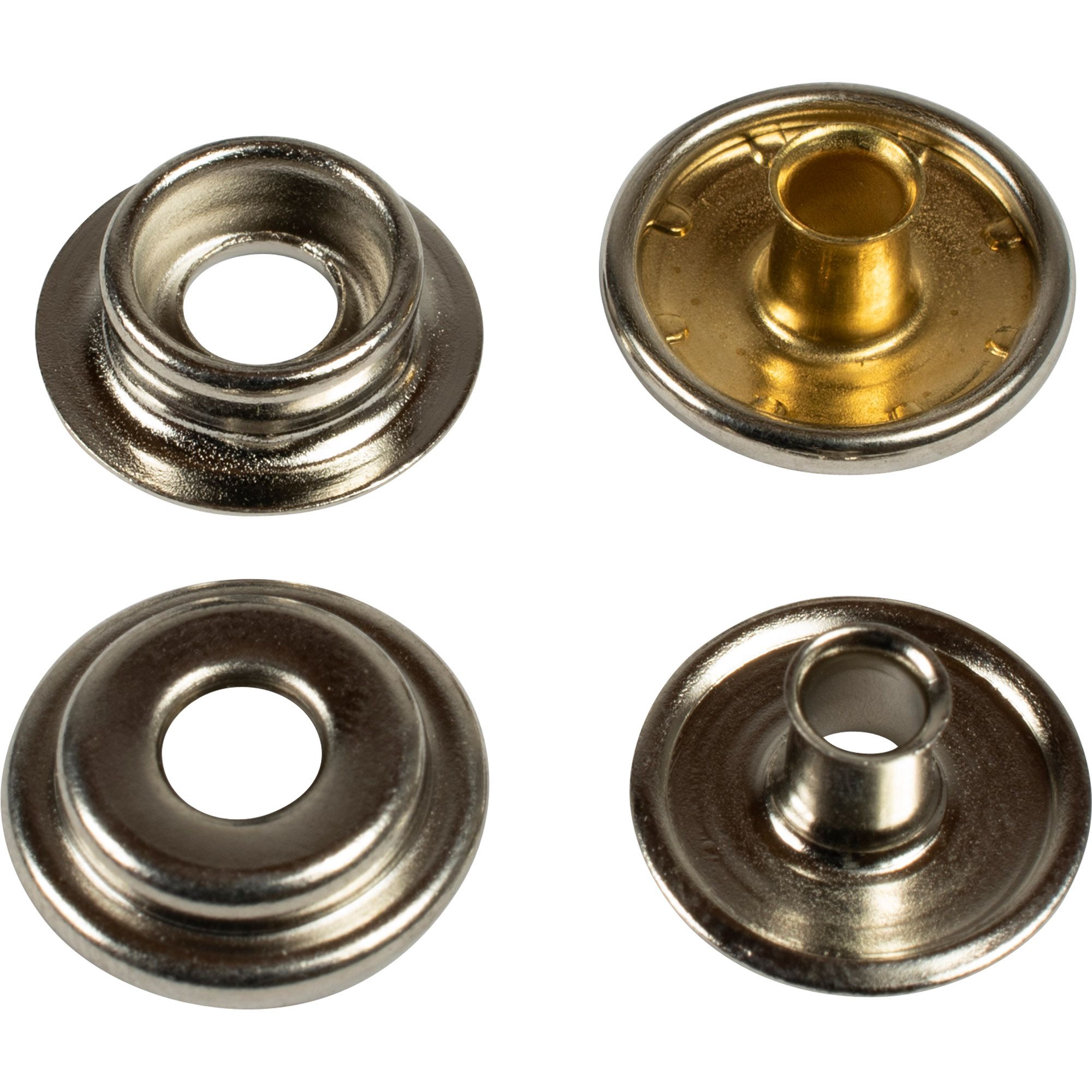 Druckknopf, 4-teilig, Stoff-Metall-Verbindung Druckknopf, 4-teilig, Stoff-Metall-Verbindung