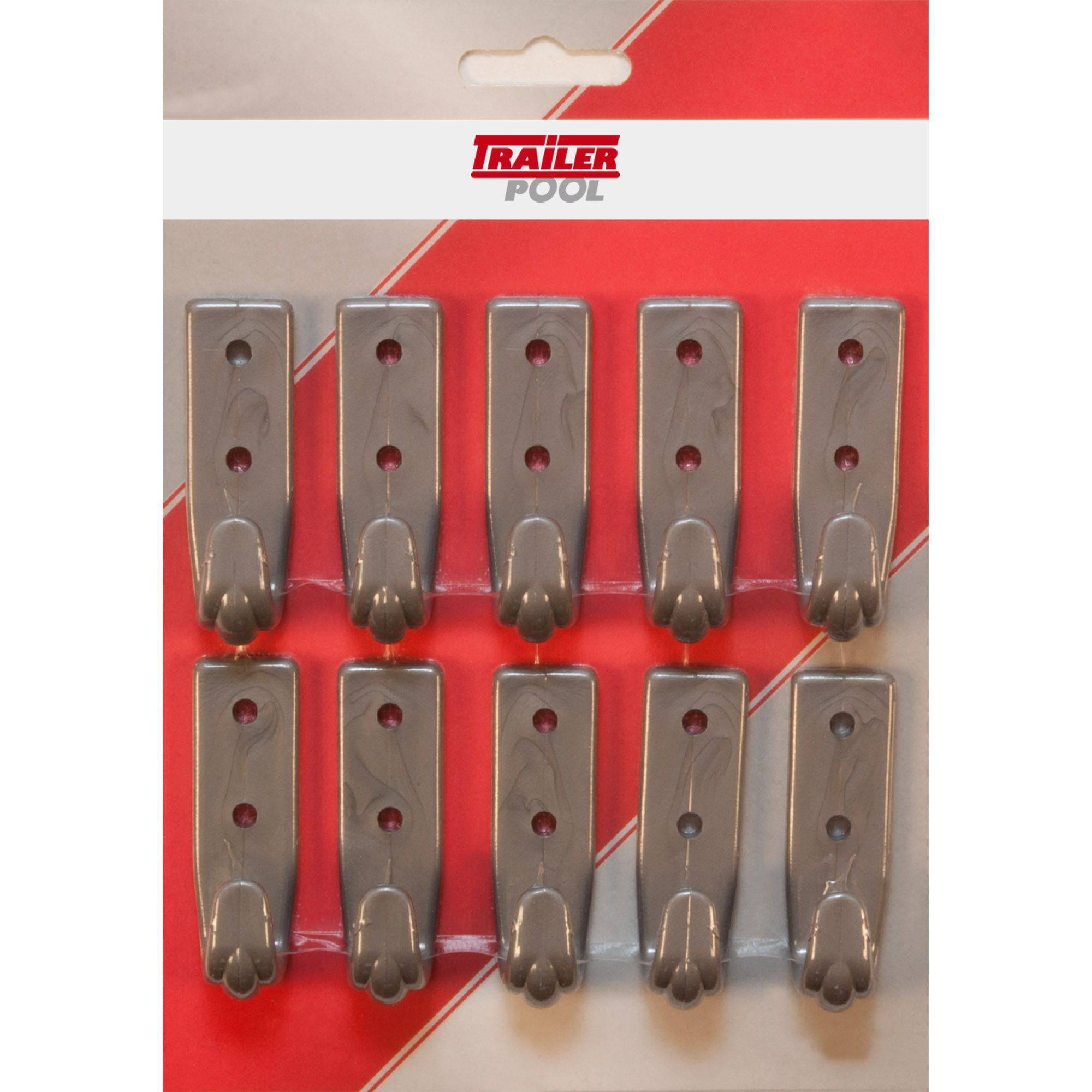 10 x Planenhaken 2-Loch, Kunststoff, grau 10 x Planenhaken 2-Loch, Kunststoff, grau