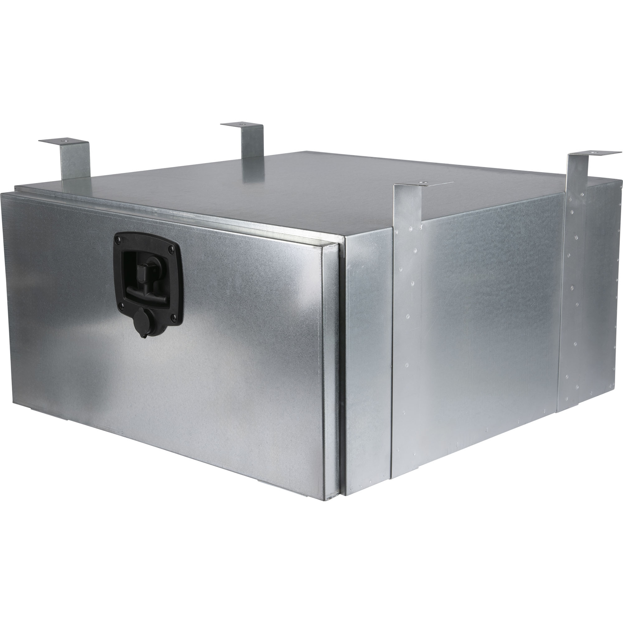 Staubox, verzinkt, mit Bügelhalter, B600 x T600 x H300 mm