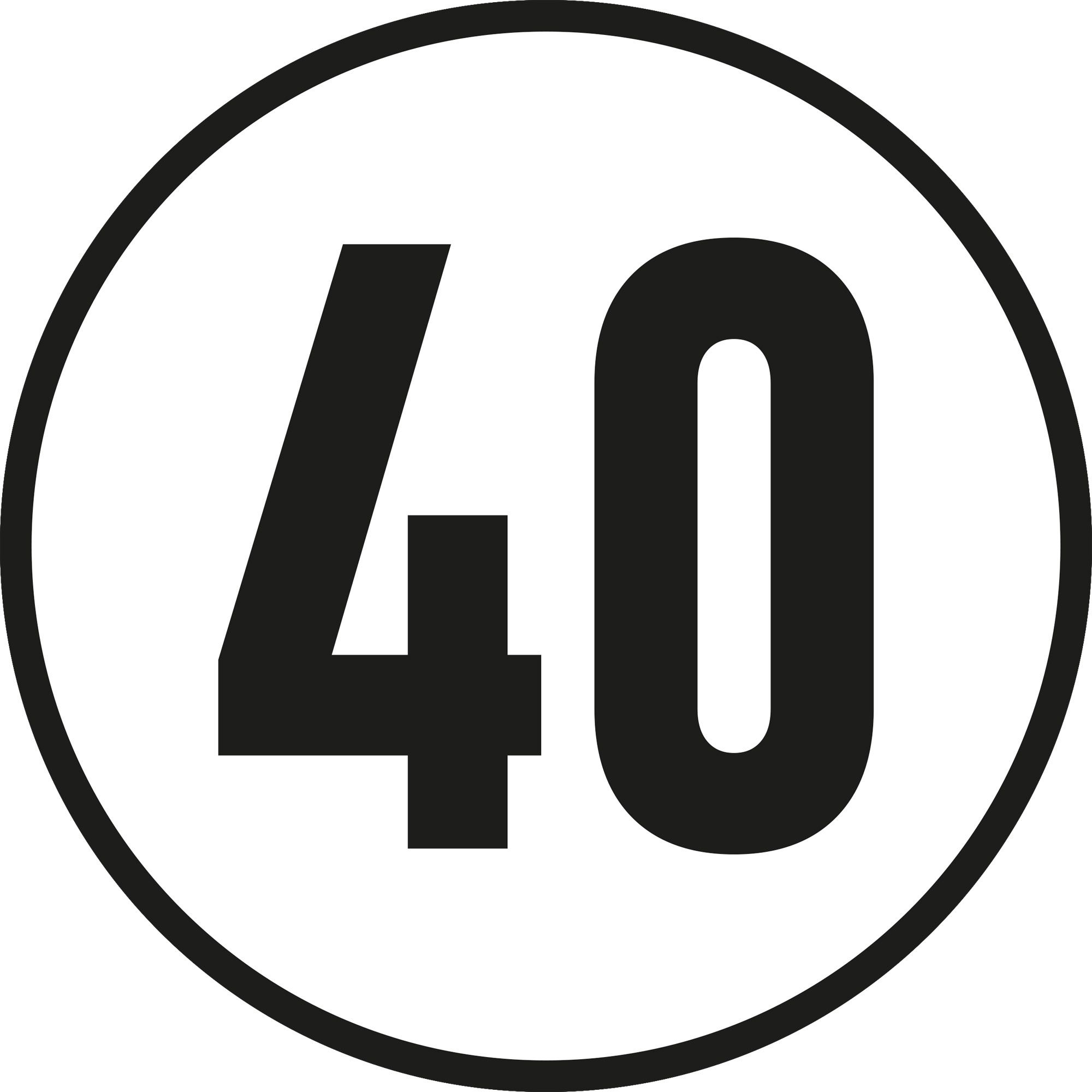 40 km/h-Schild, Ø 200 mm, Aluminium 40 km/h-Schild, Ø 200 mm, Aluminium