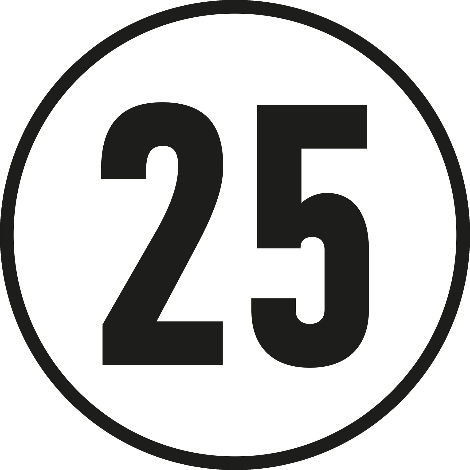 25 km/h-Aufkleber, Ø 200 mm 25 km/h-Aufkleber, Ø 200 mm