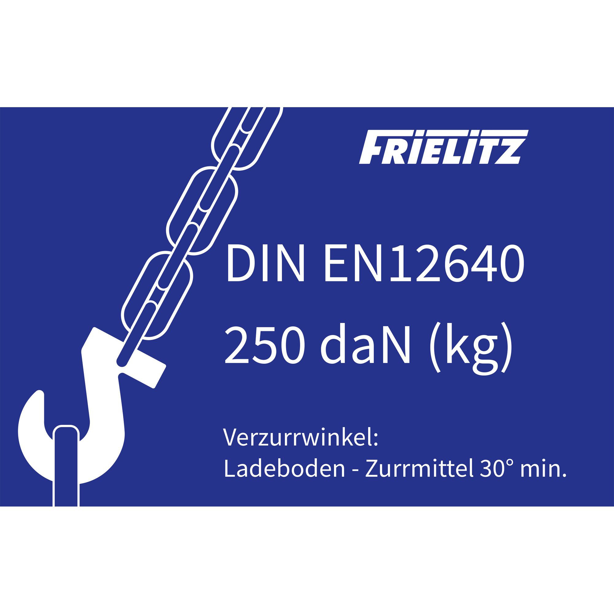 Hinweisaufkleber Zurrpunkt, DIN EN12640, 250 daN Hinweisaufkleber Zurrpunkt, DIN EN12640, 250 daN