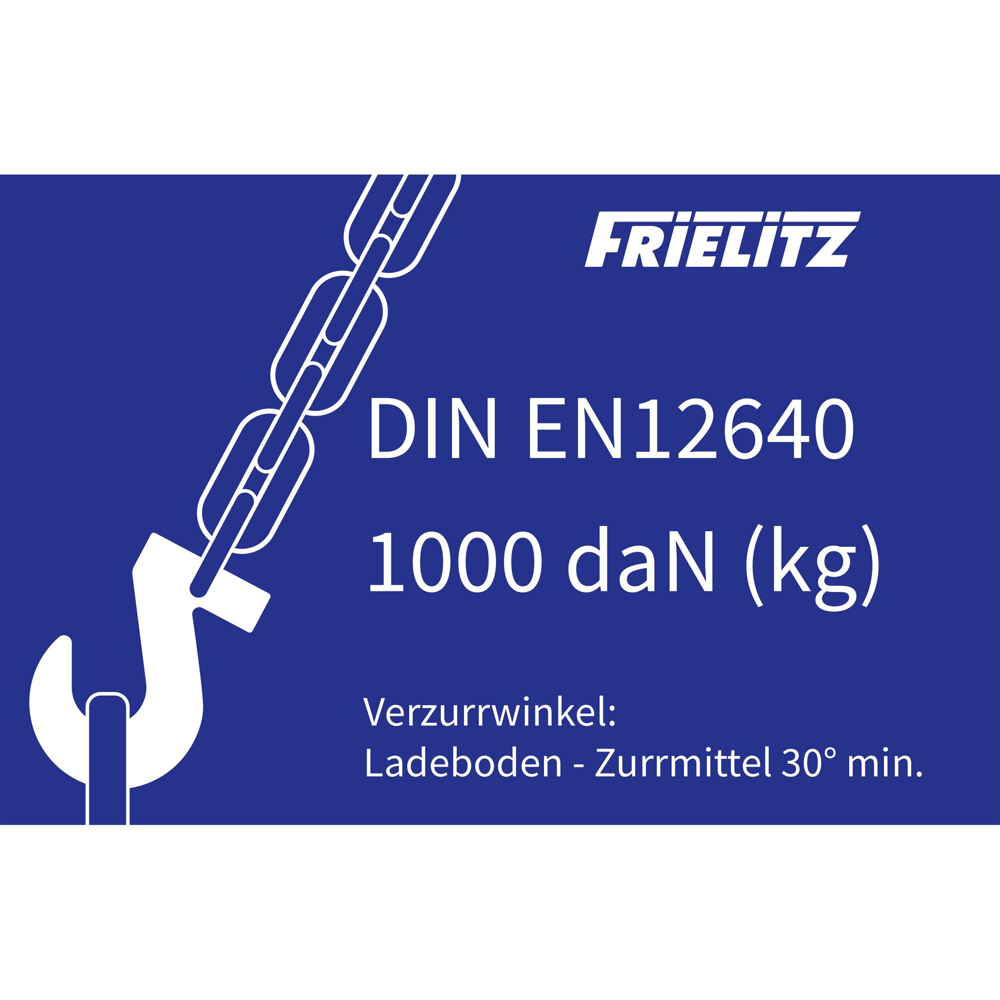 Hinweisaufkleber Zurrpunkt, DIN EN12640, 1000 daN Hinweisaufkleber Zurrpunkt, DIN EN12640, 1000 daN