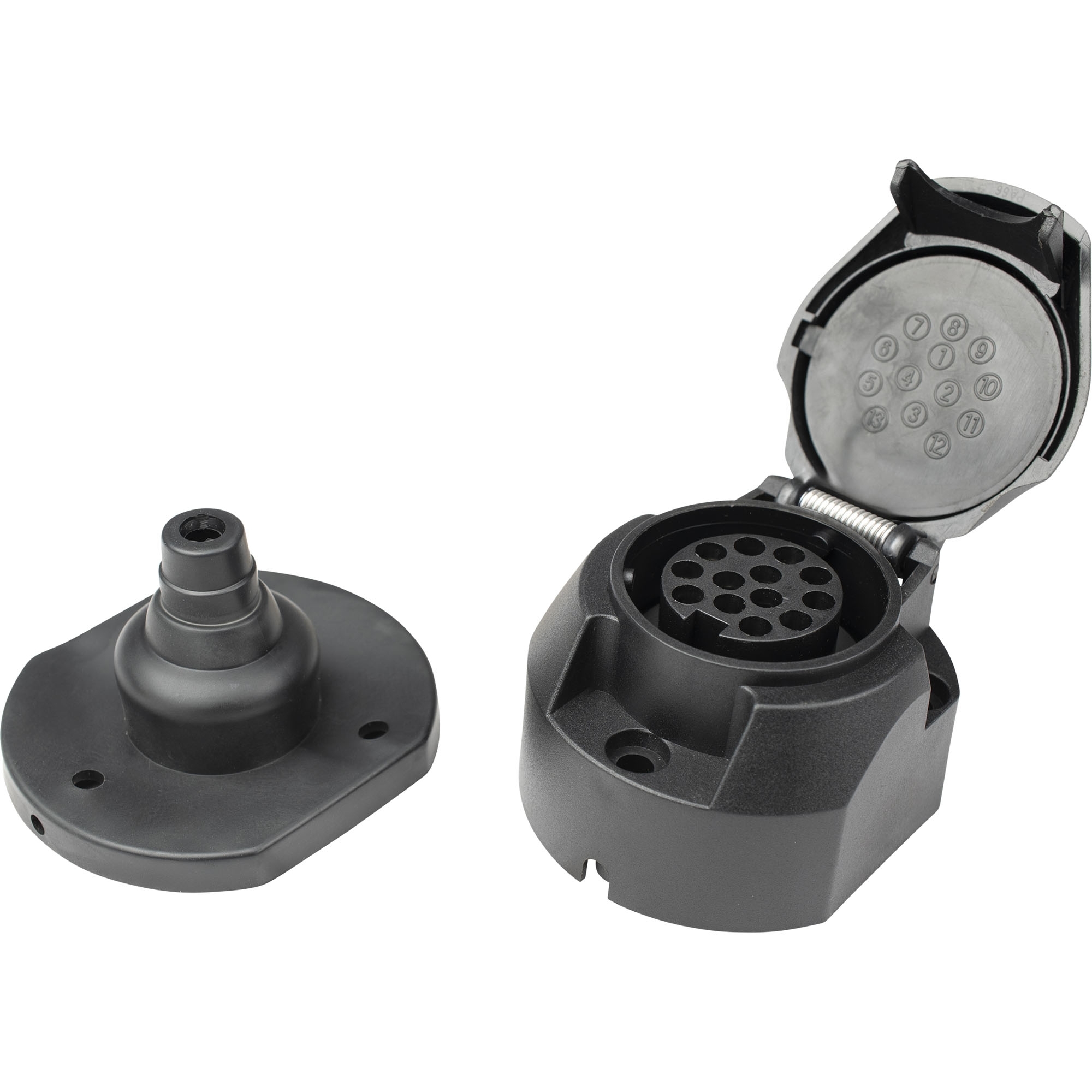 Steckdose 13-polig, 12V, Kunststoff, Gummidichtung